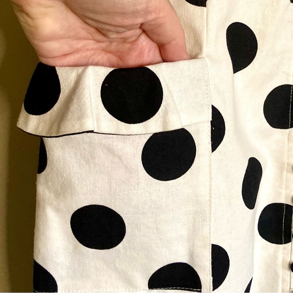 NICHOLAS Black Polka Dot on White Ruffled Midi Dress - Picture 10 of 16